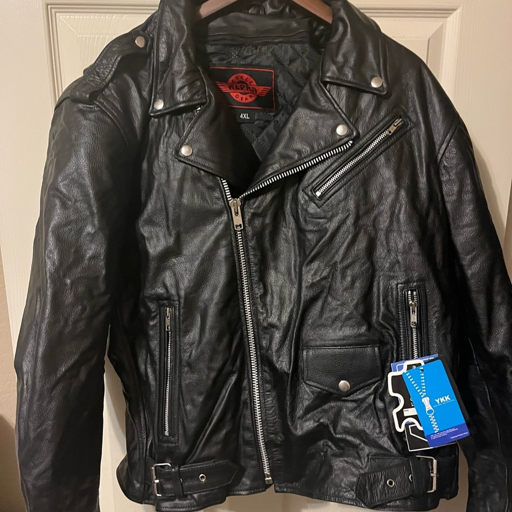 Alpha Black Leather Motorcycle Jacket with Armor for Men- Brando Cafe Racer Jack
